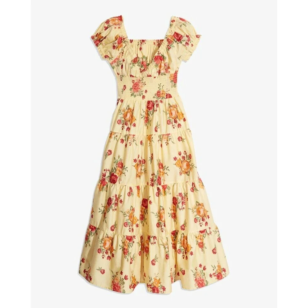 Danielle Bernstein Floral Poplin Tiered Dress